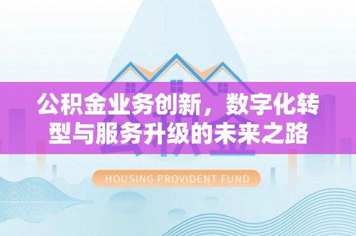 抚宁公积金业务创新，数字化转型与服务升级的未来之路